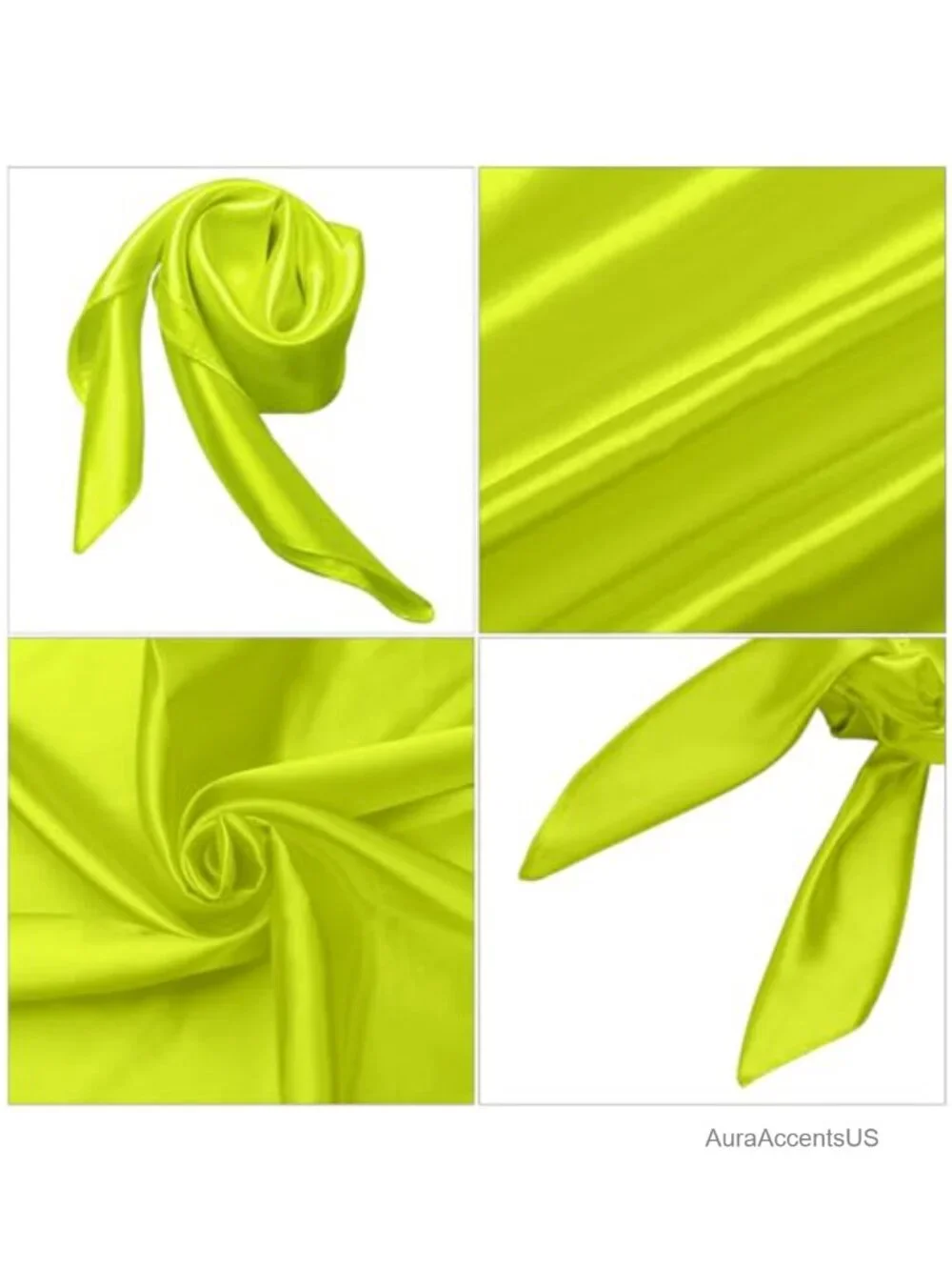 Satin Scarf Neck Head Bandana Square Solid Print Fashion Accessory